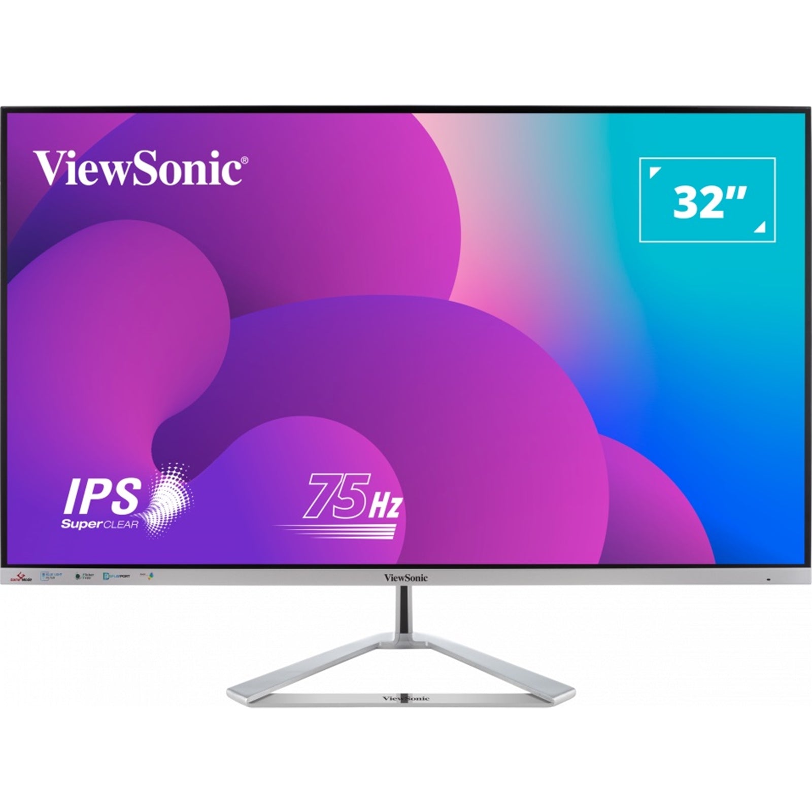 Viewsonic VX3276-MHD-3 32-Inch Full HD, Frameless IPS Monitor, 1080p, 1920 x 1080 Resolution, 75Hz, HDMI, VGA, DisplayPort, Speakers-PCR Business Solutions Ltd